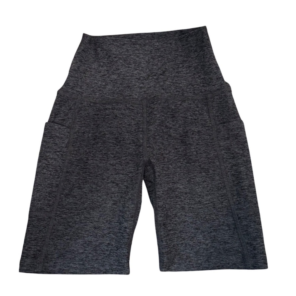 Beyond Yoga Womens High Waisted Biker Shorts Charcoal Heather Space Dye XS